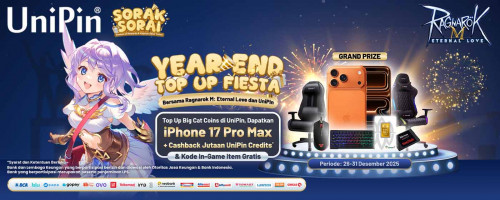 Year End Top Up Fiesta bareng Ragnarok M: Eternal Love dan UniPin, Kesempatan Menang iPhone 17 dan Hadiah Menarik Lainnya!